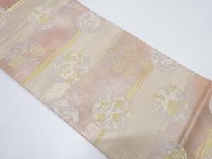 横段に花丸模様織り出し袋帯